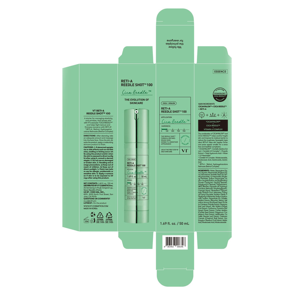 VT COSMETICS Reti-A Shot intègre Bakuchiol, douceur cutanée.
