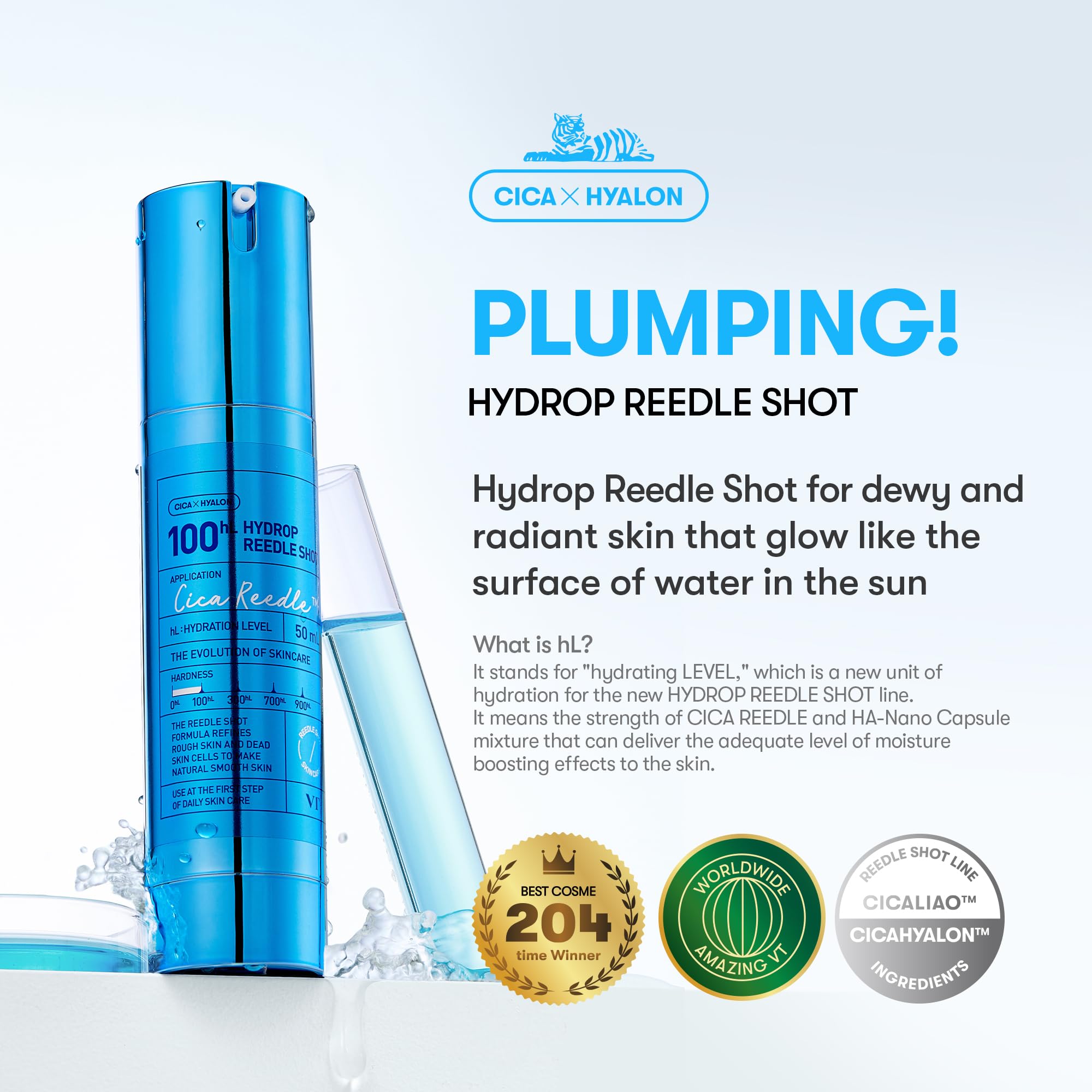 VT COSMETICS Reedle Shot 100 Suero con absorción rápida para piel fresca.