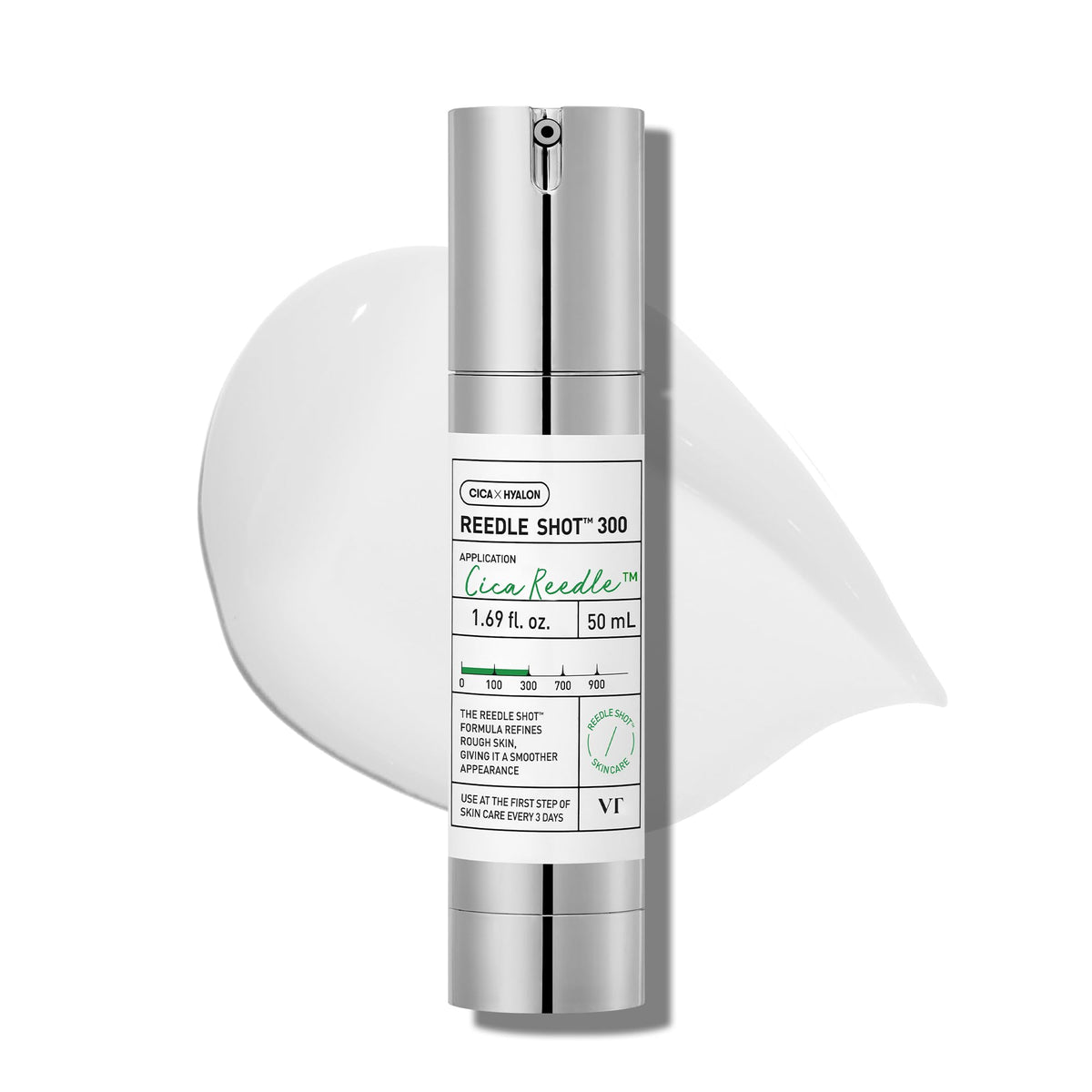 VT COSMETICS Reedle Shot – bouteille en verre transparente montrant le sérum apaisant.