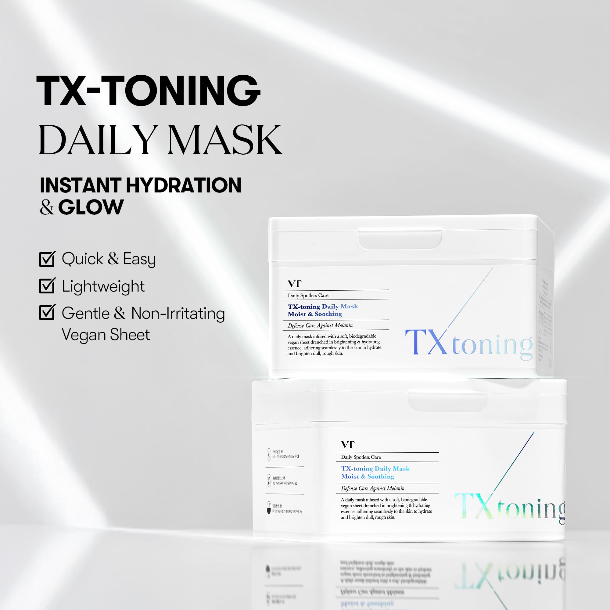 VT COSMETICS TX Toning Daily Mask hoja lista para hidratar la piel.