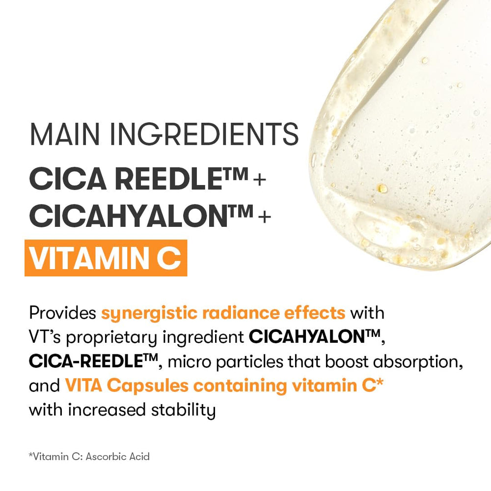 VT COSMETICS Vita-Light Reedle Shot, aplicación suave con la yema de los dedos.