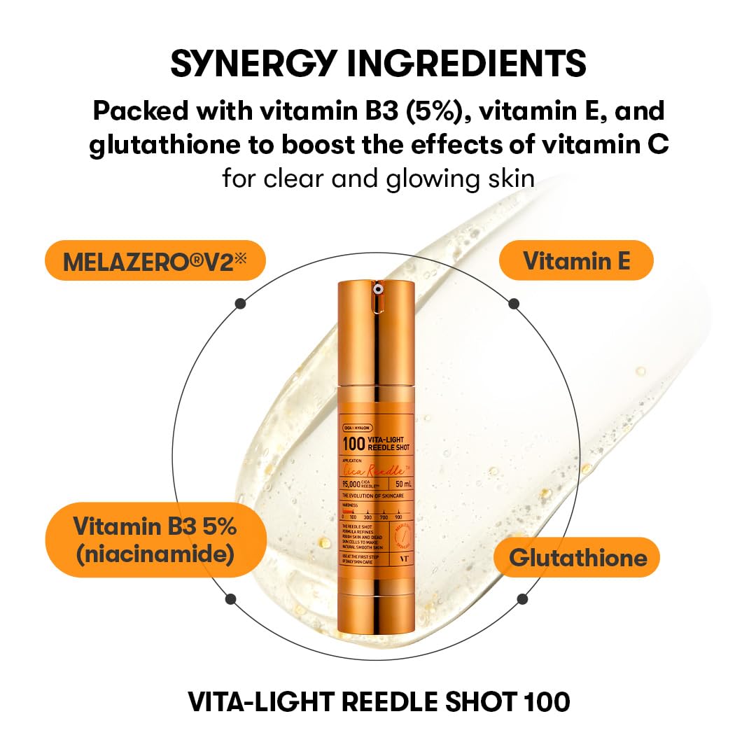 VT COSMETICS Vita-Light Reedle Shot, ingredientes Cica Reedle para calmar la piel.
