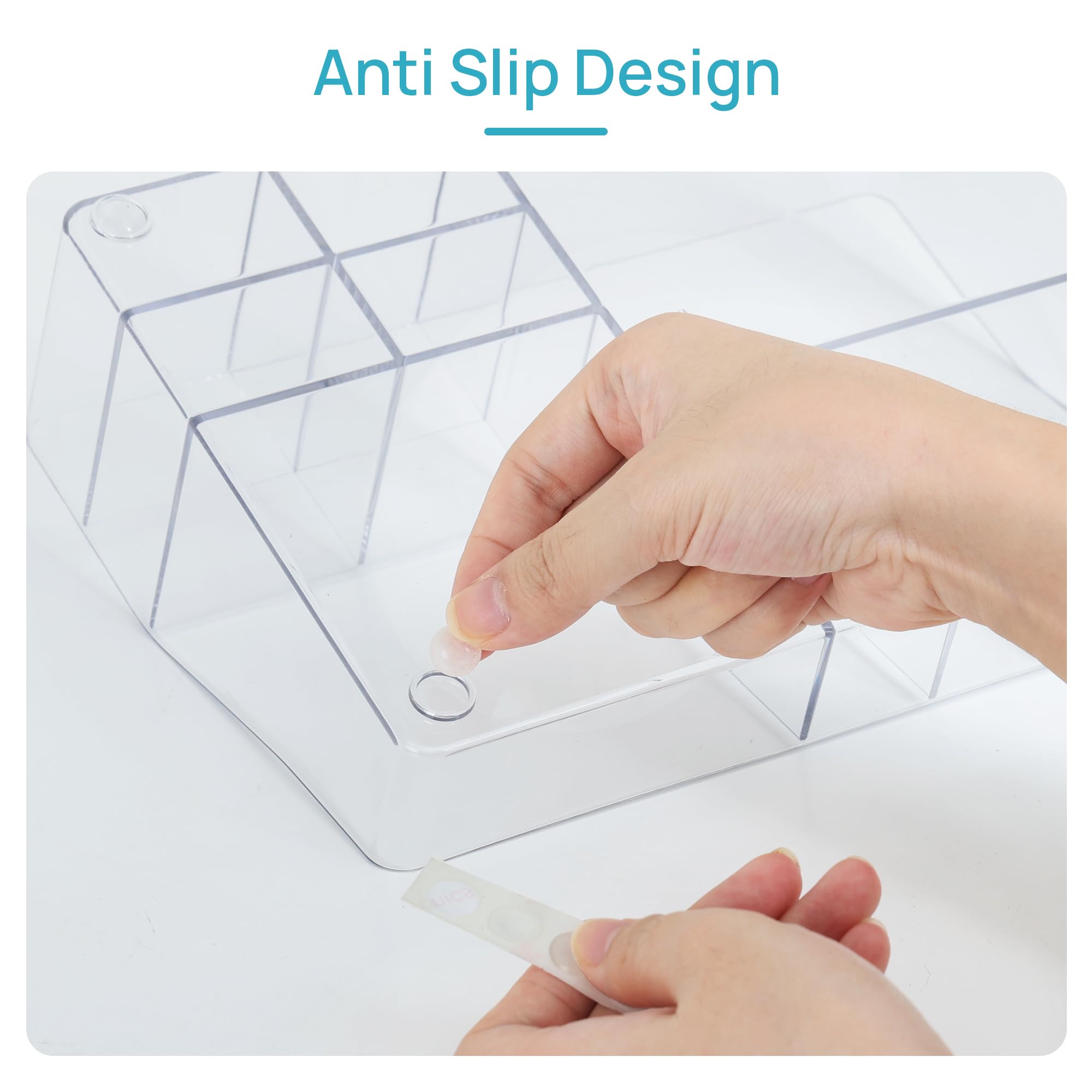 Detalle de material transparente de Vtopmart, fácil limpieza y visibilidad de productos.