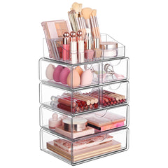 Vtopmart organizador de maquillaje de 5 estantes transparentes para verlo todo de un vistazo