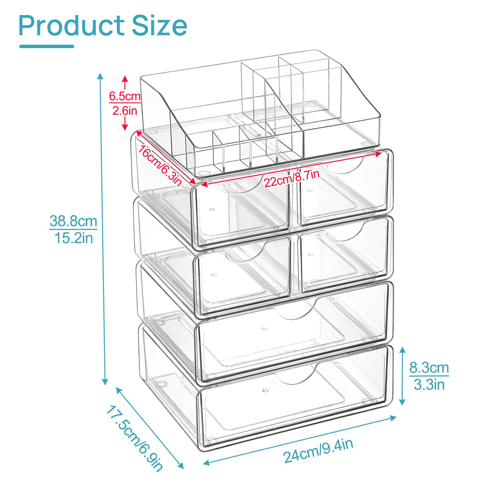 Vtopmart organizador con cuatro cajones pequeños para labiales y pinceles