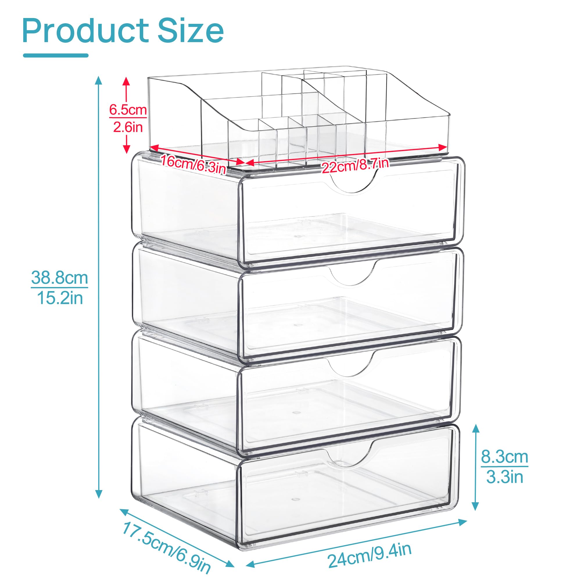 Vtopmart organizador con compartimentos variados para lápices, brochas y sombras