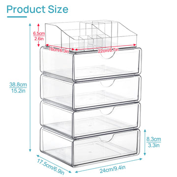 Vtopmart organizador con compartimentos variados para lápices, brochas y sombras