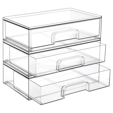 Vtopmart organizadores acrílicos, cajones transparentes apilables para maquillaje, acceso rápido.