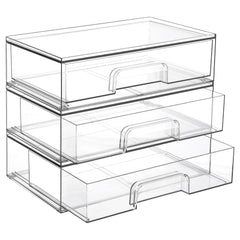 Vtopmart organizadores acrílicos, cajones transparentes apilables para maquillaje, acceso rápido.