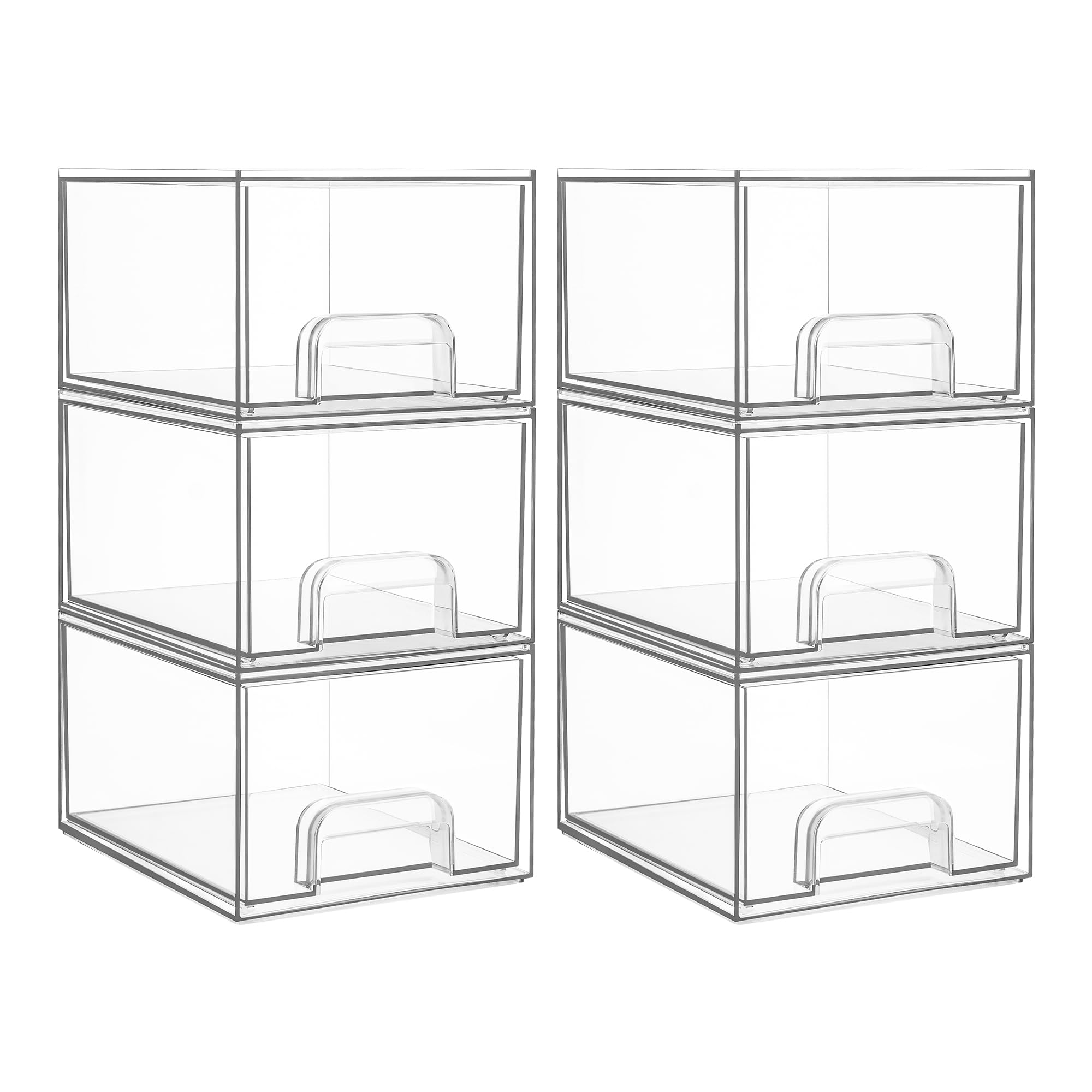 Vtopmart seis cajones acrílicos apilables para organización en despensa y baño