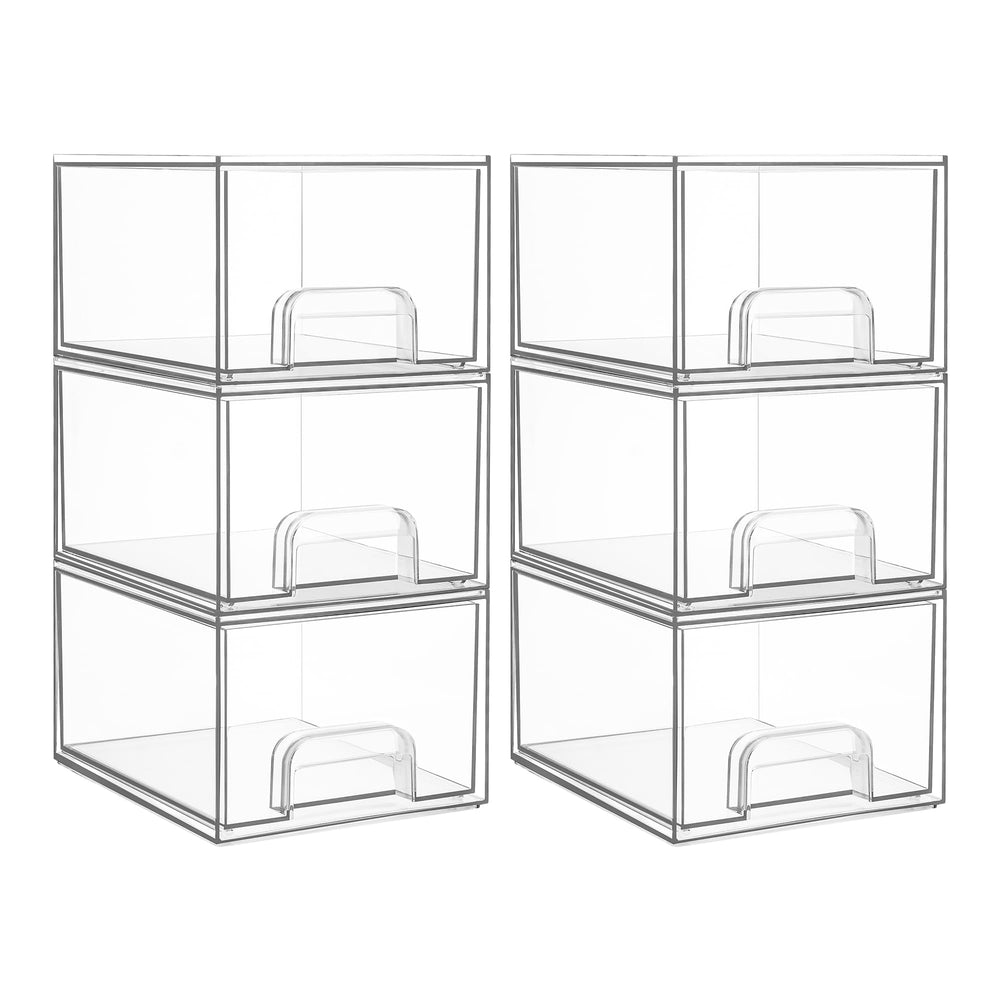 Vtopmart seis cajones acrílicos apilables para organización en despensa y baño