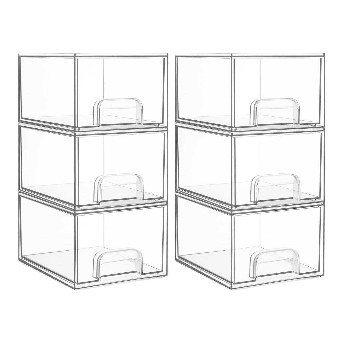 Vtopmart seis cajones acrílicos apilables para organización en despensa y baño