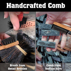 VTUNA peine para barba con dientes de cuerno de búfalo para control.