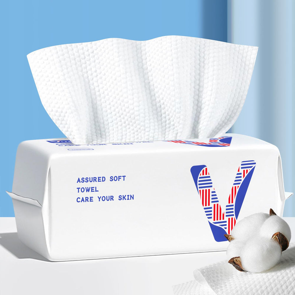 vuacepe: toallas faciales desechables, 100 unidades, suaves y absorbentes para uso diario.