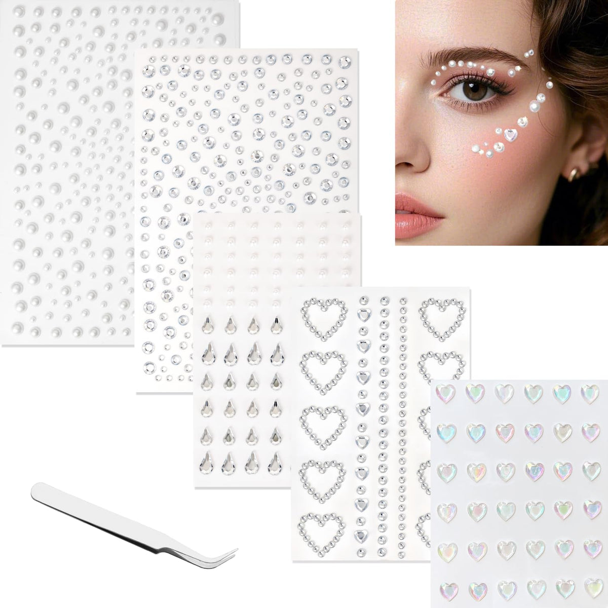 vvpesca: corazones irisados para realzar maquillaje de ojos con brillo duradero.