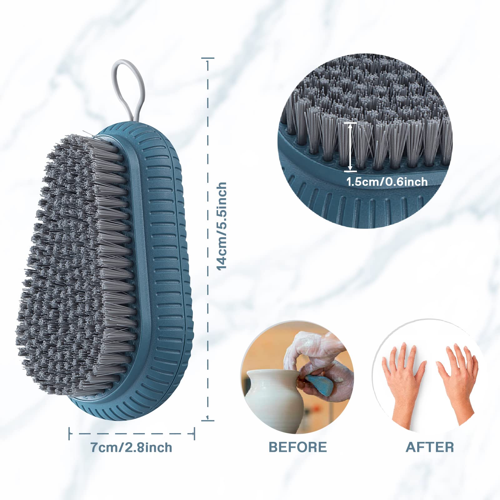 VWMYQ cepillo de uñas, mango ergonómico para agarre firme.