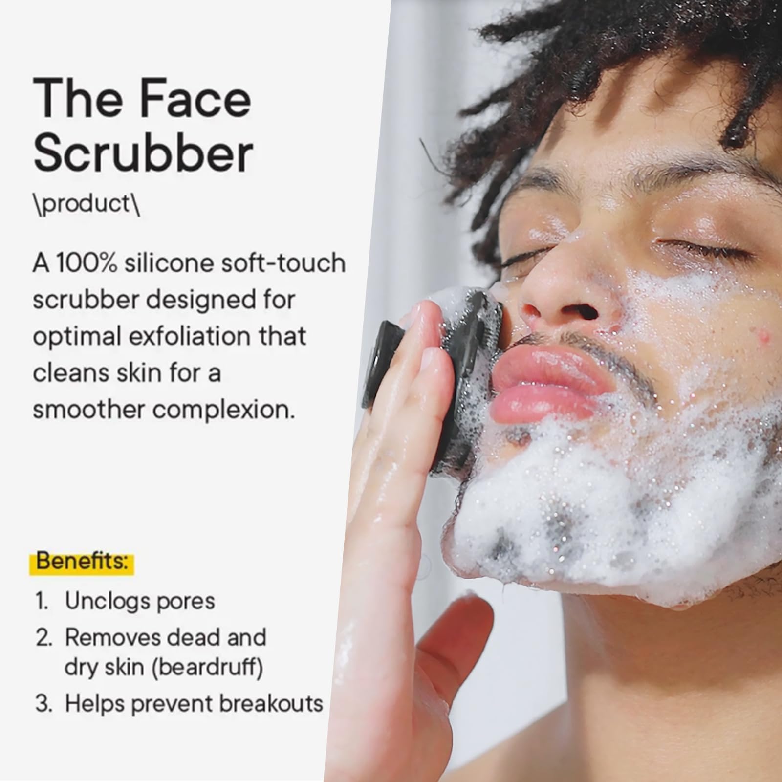 VWMYQ Cepillo con filamentos de silicona suaves para exfoliar suavemente.