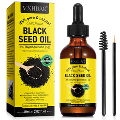 VXHDAG aceite de semilla negra virgen prensado en frío, frasco de vidrio para uso diario.