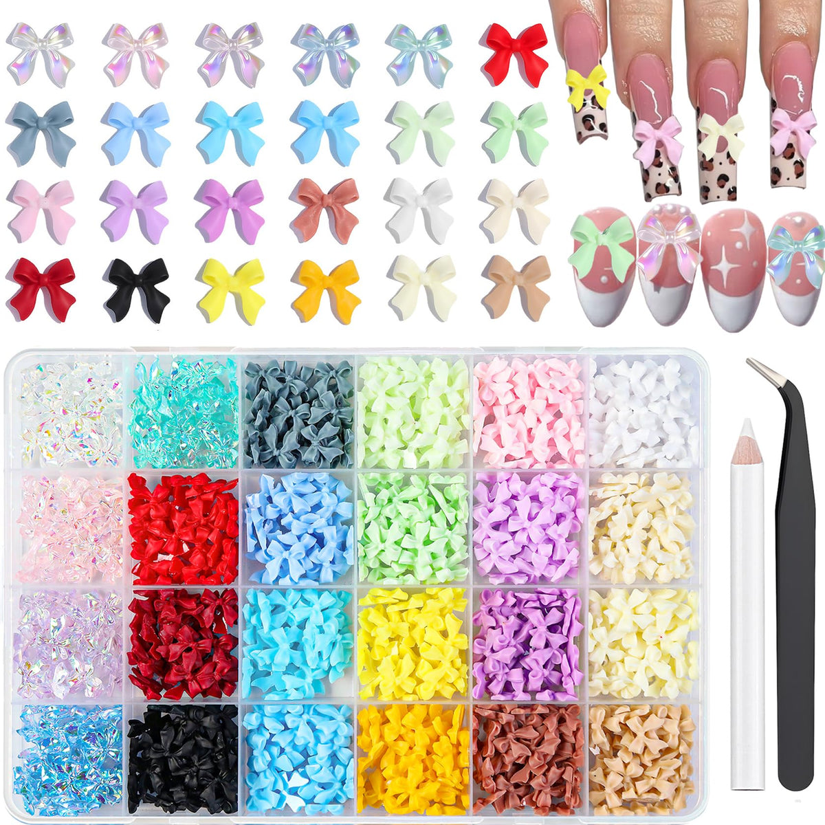 VYNELLE adornos para uñas lazos 24 colores para diseños llamativos