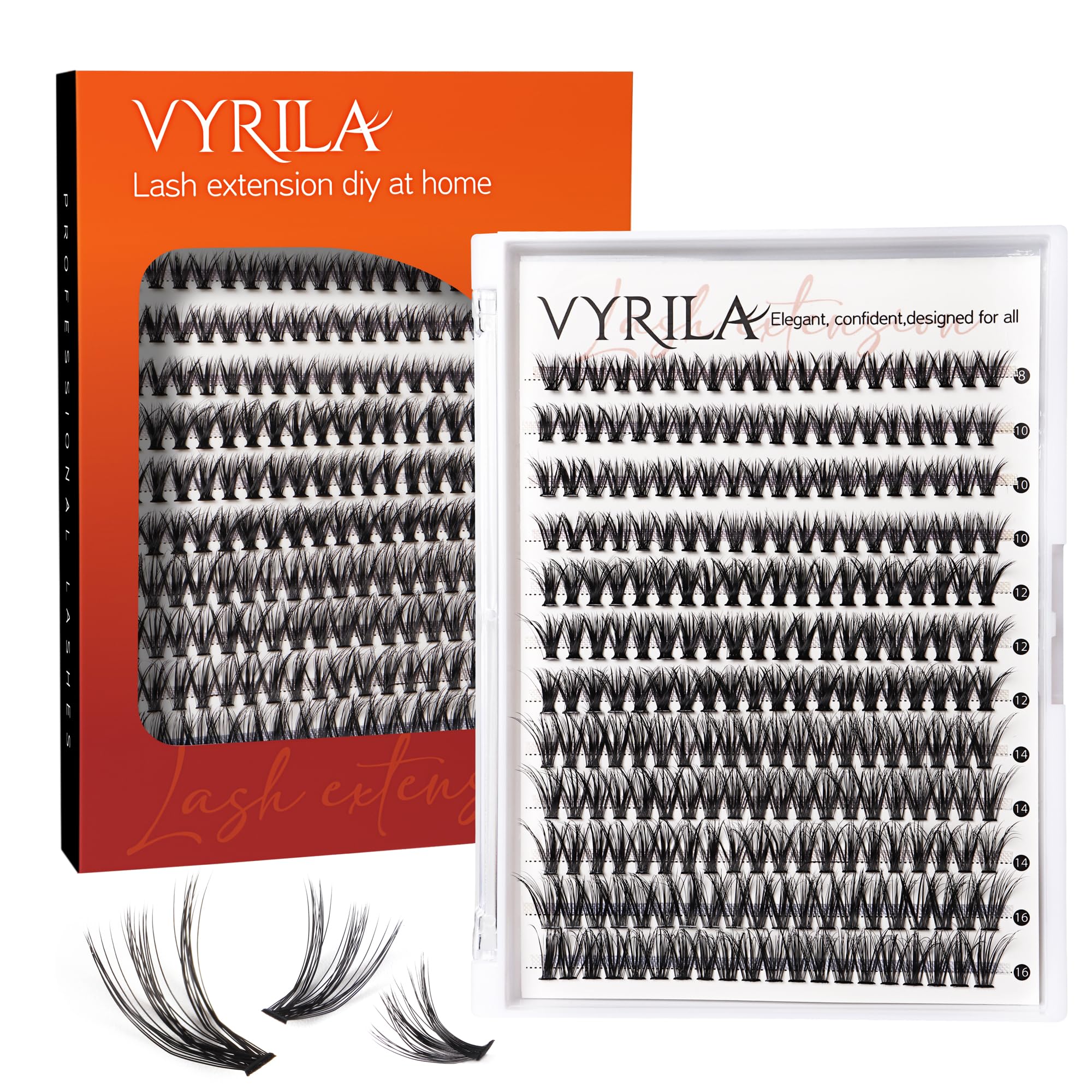 VYRILA racimos de pestañas 240pcs para look profesional en casa