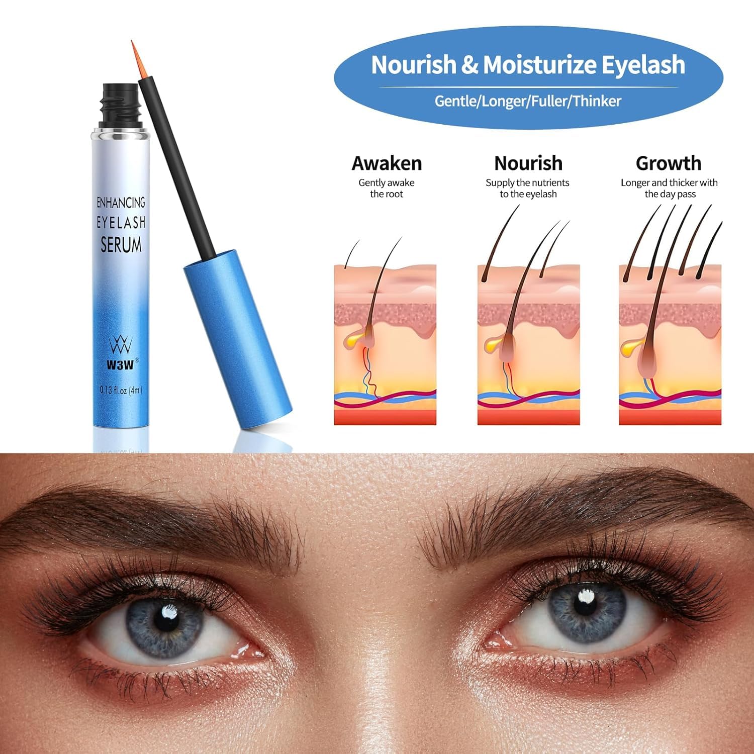 W3W Lash Serum aplicación diaria de forma sencilla