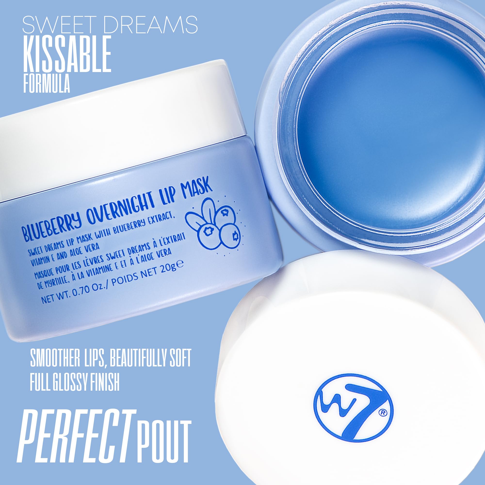 W7 Sweet Dreams mascarilla labial hidrata para labios suaves y confortables.