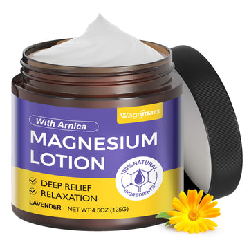 Wagomars magnesium lotion bottle pour for quick, soothing skin care.