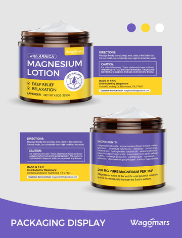 Wagomars magnesium lotion kid friendly formula for family use.