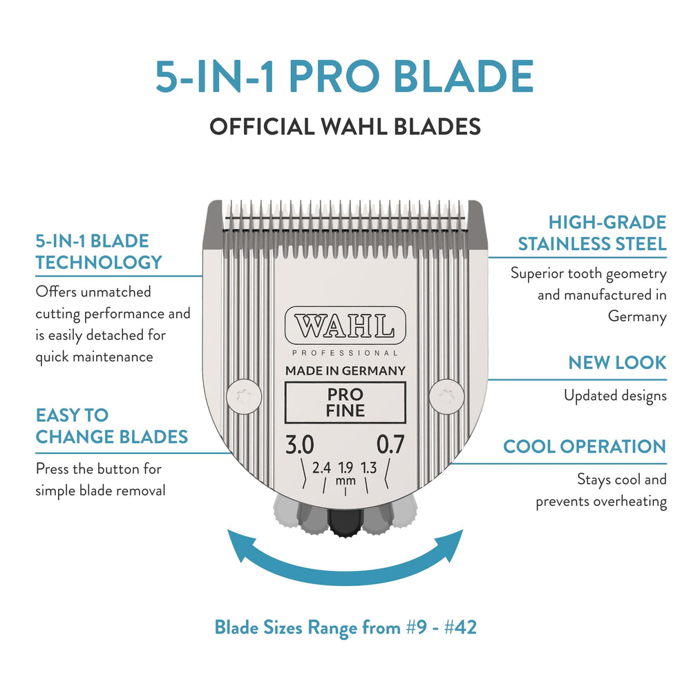 Lame Wahl Pro Animal 5-en-1 pour 5 Style Groom, polyvalente et efficace.
