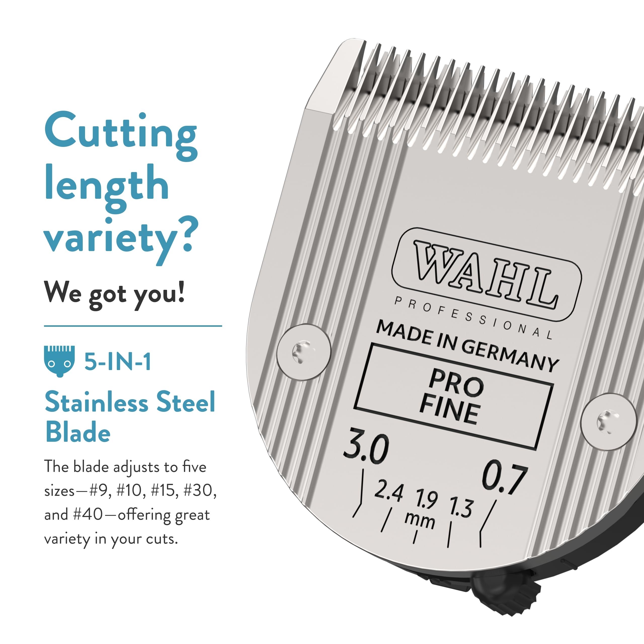 Lame Wahl Pro Animal 5-en-1 pour Bravura, coupe nette sans surchauffe.