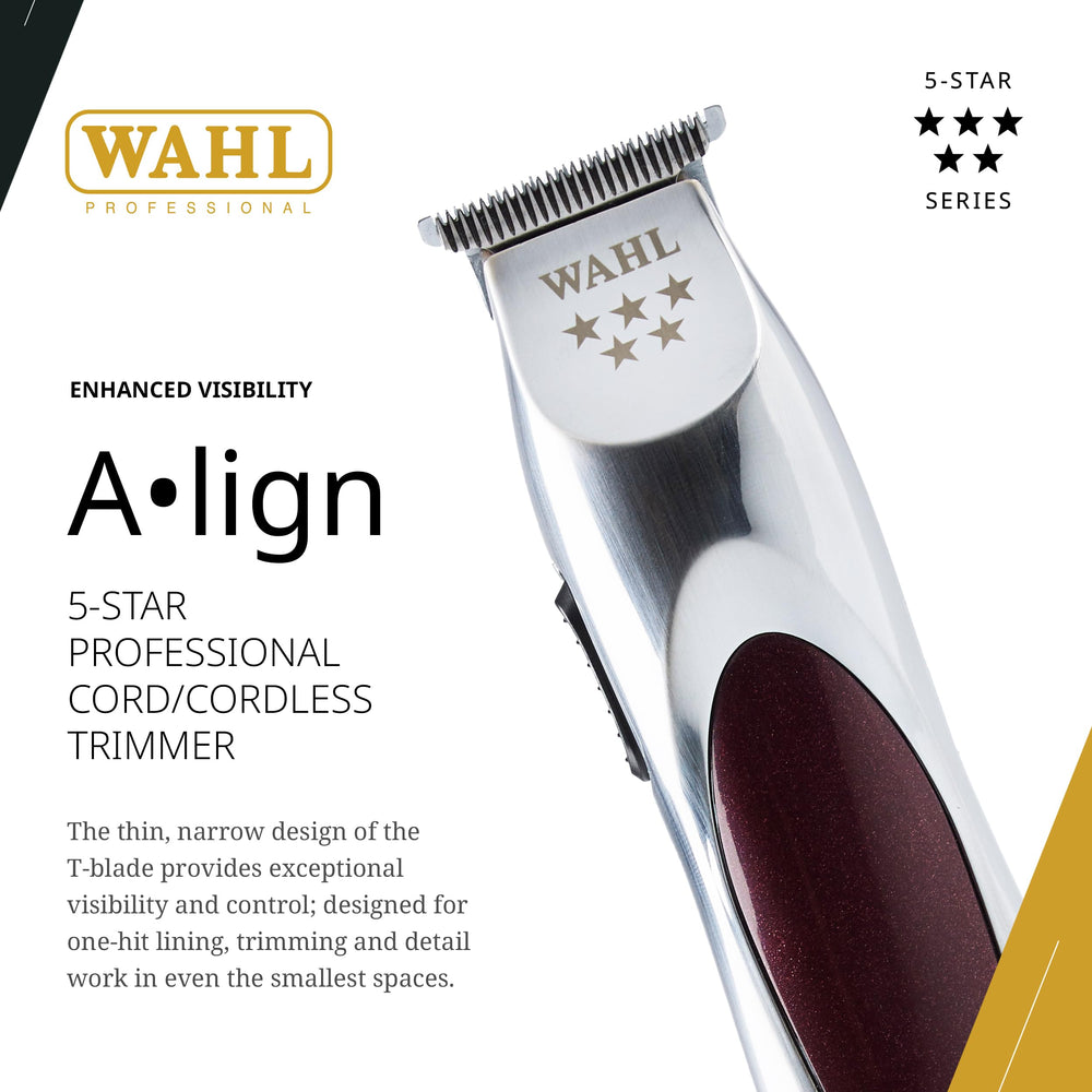 Wahl Professional 5 Star Align Trimmer, motor rotatorio de alta velocidad, cortes rápidos y uniformes