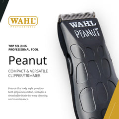 Wahl Professional Black Peanut Trimmer, hoja desmontable para limpieza y ajuste sencillo