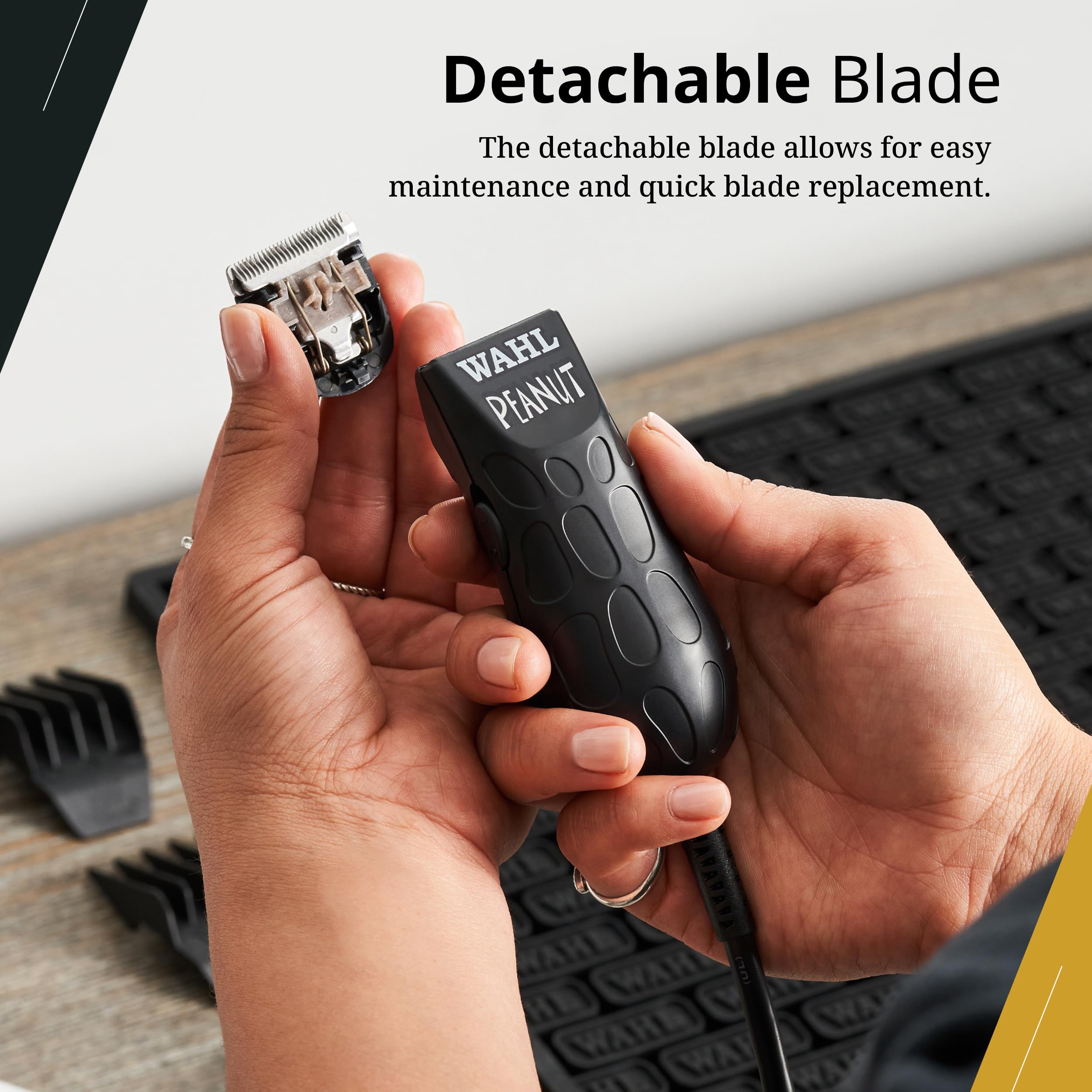 Wahl Professional Black Peanut Trimmer, protector de hoja rojo para seguridad y visualización
