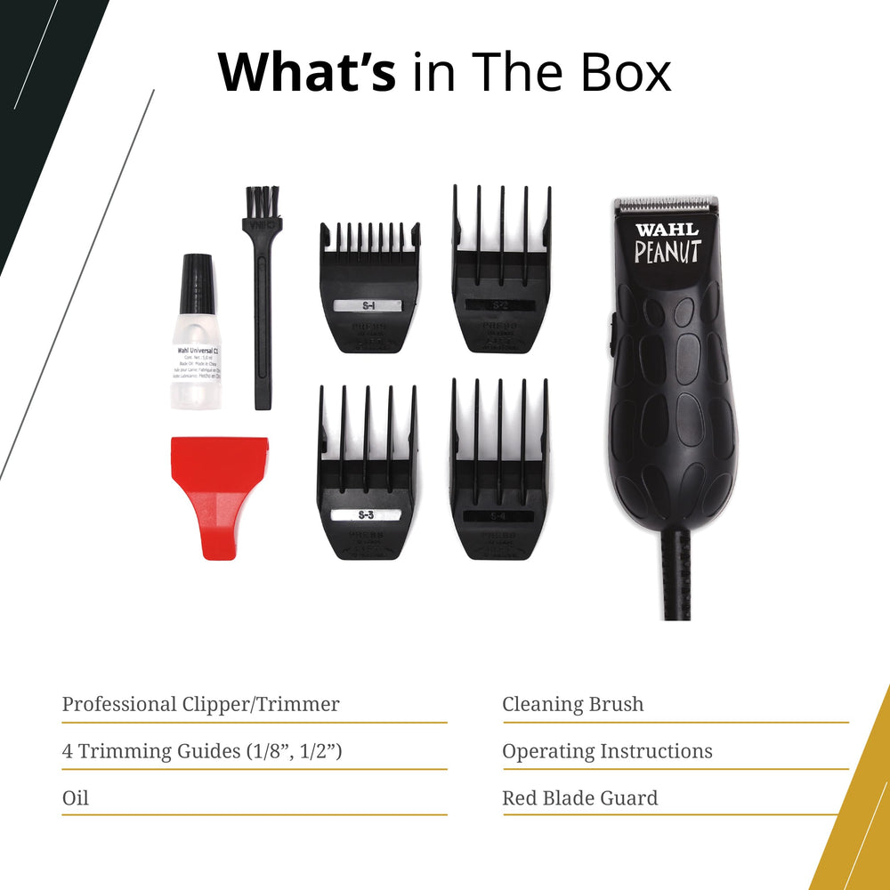 Wahl Professional Black Peanut Trimmer, conjunto completo con guías y accesorios para mantenimiento