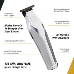 Wahl Hi-Viz Trimmer, cero hueco para acabados cercanos a la piel.