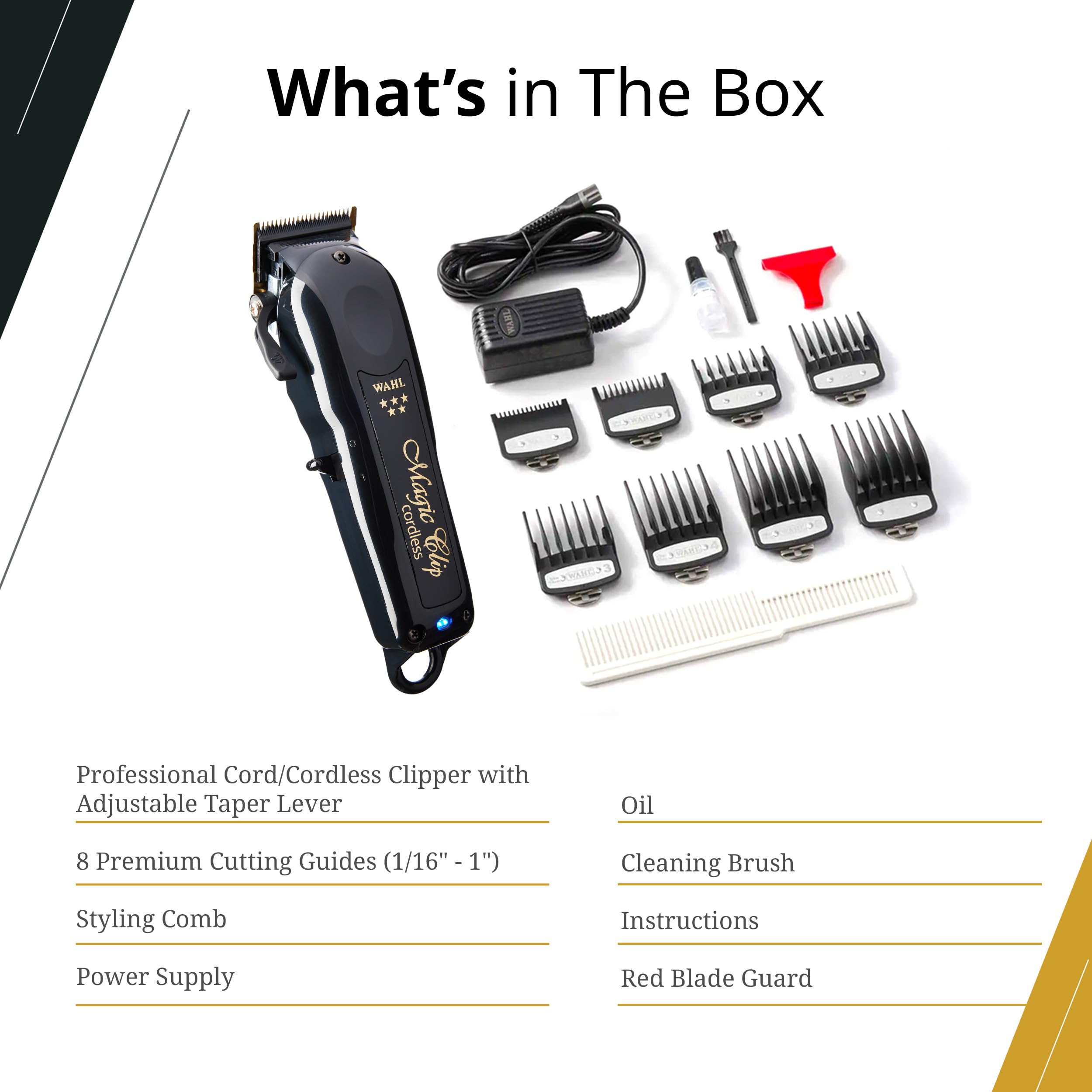 Wahl Professional Magic Clip incluye kit completo con accesorios y lubricante.