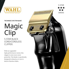 Wahl Professional Magic Clip en modo cable y sin cable para mayor flexibilidad.