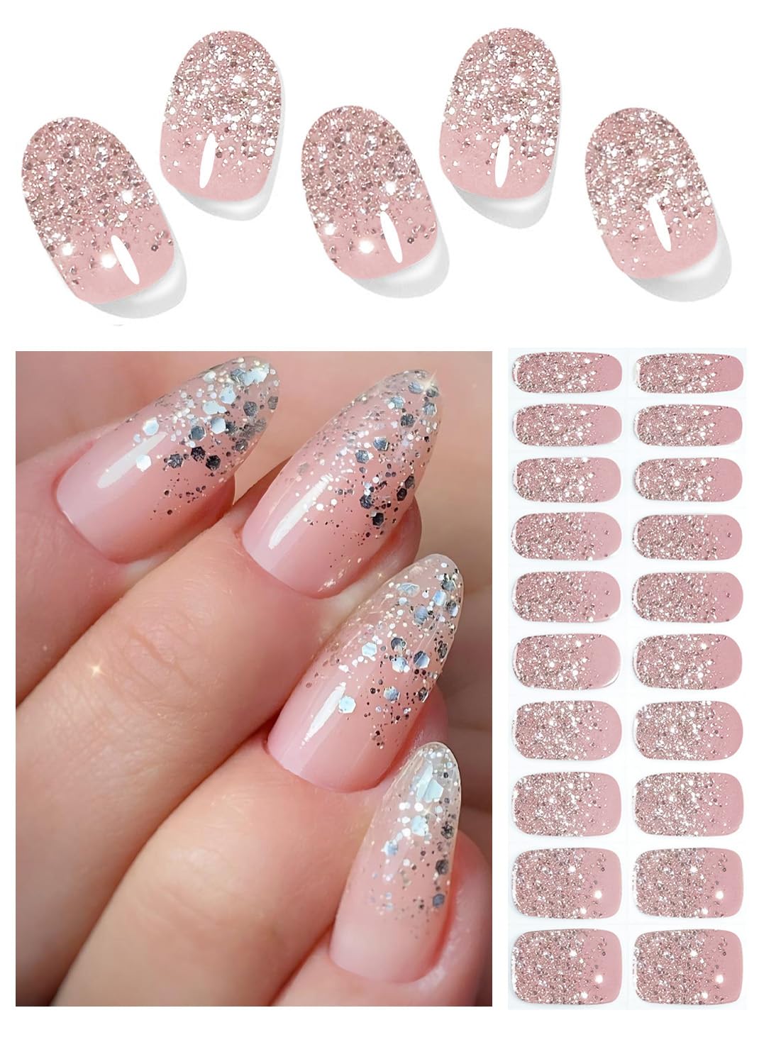 Wahrshei cintas gel semicurado para uñas, conjunto de 20 piezas, fácil de aplicar