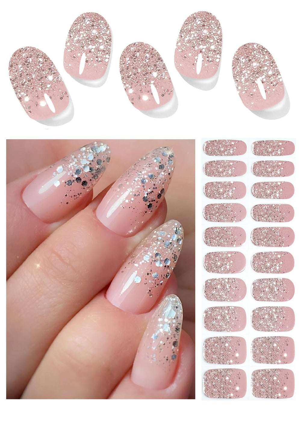 Wahrshei cintas gel semicurado para uñas, conjunto de 20 piezas, fácil de aplicar