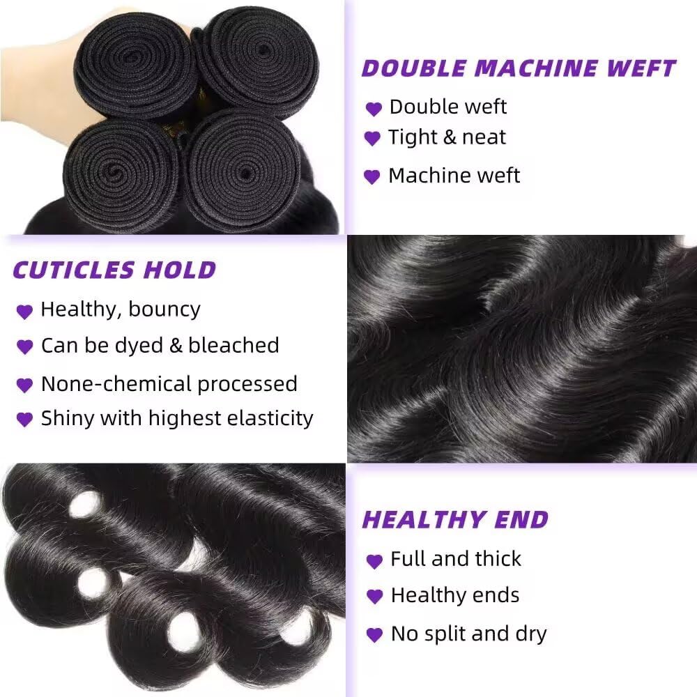 Textura de 24 pulgadas de cabello corporal ondulado WAITWO.