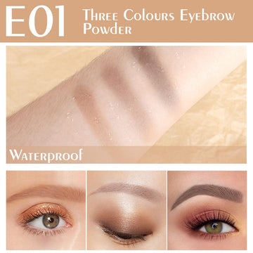 WanTuoluo paleta cejas tres tonos con aplicador para un aspecto suave.