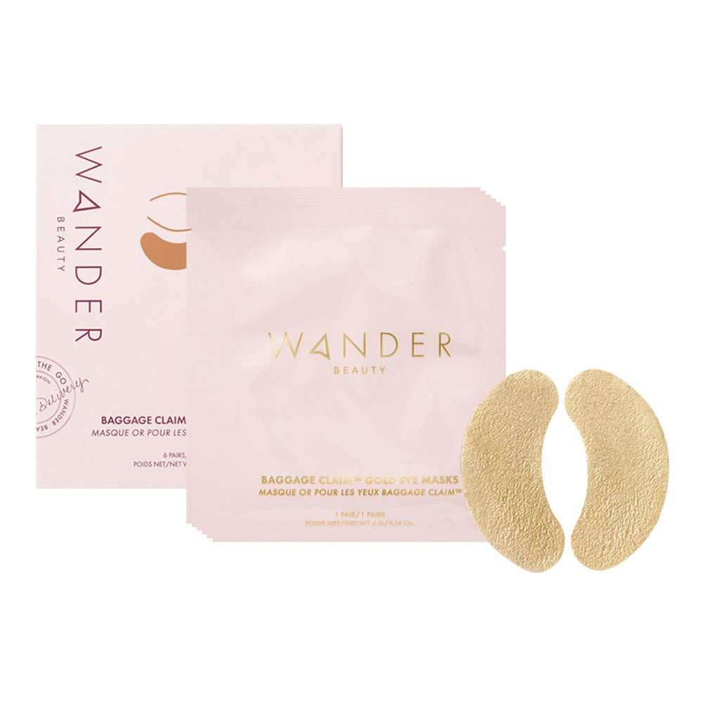 Baggage Claim de Wander Beauty: parches oculares dorados que iluminan la mirada y ofrecen hidratación.