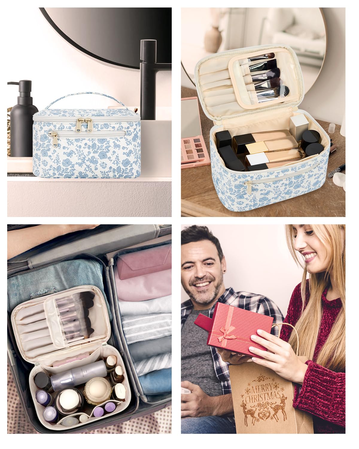 Estuche portátil Wandering Nature para maquillaje y brochas, evita polvo