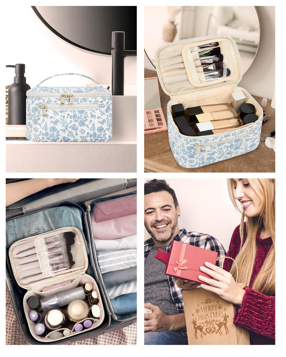 Estuche portátil Wandering Nature para maquillaje y brochas, evita polvo