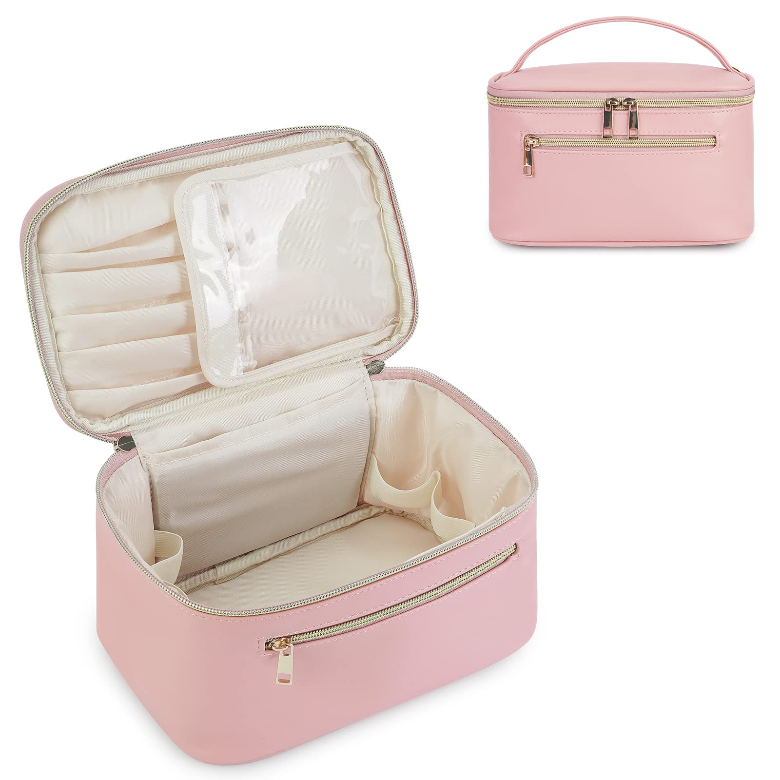 Bolso de maquillaje Wandering Nature en rosa para viajes y organización.