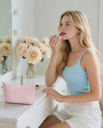WANDF bolsa maquillaje, cuero PU y diseño moderno para lucir en cualquier bolso.