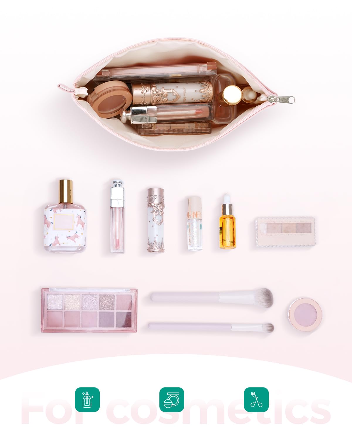 WANDF bolsa maquillaje uso versátil para cosméticos y artículos personales.