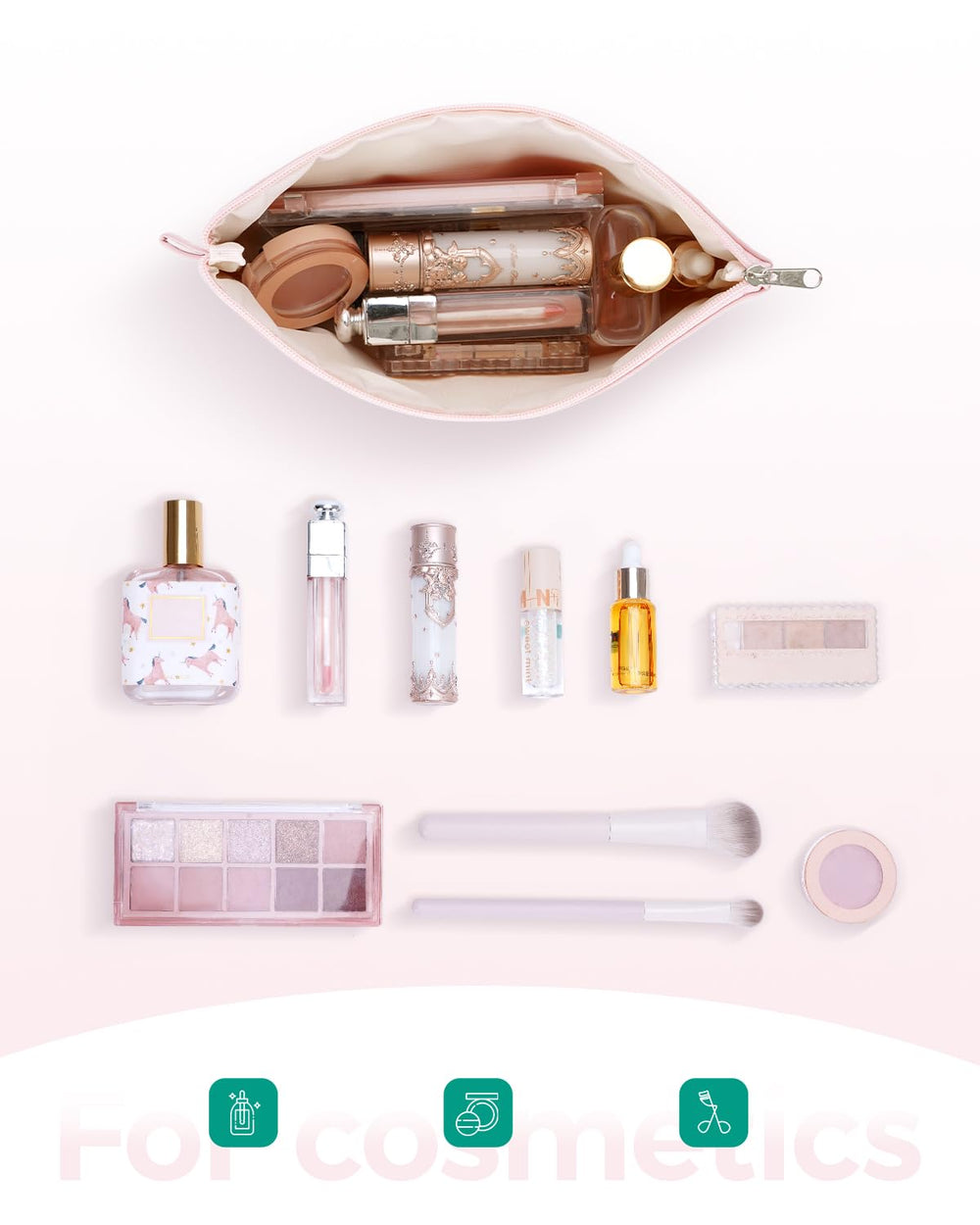 WANDF bolsa maquillaje uso versátil para cosméticos y artículos personales.
