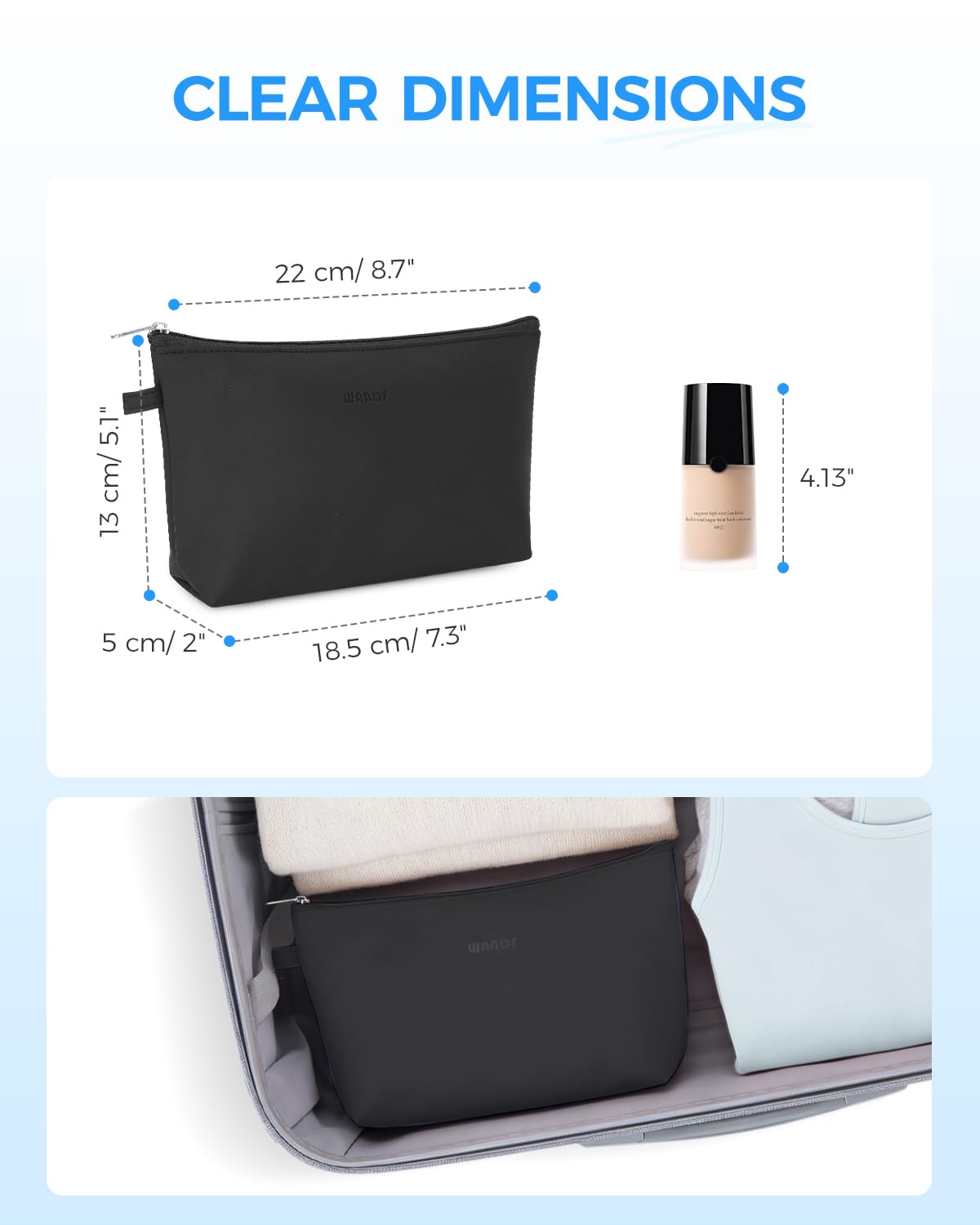 WANDF tamaño ideal de 8,7 × 5 pulgadas para bolsos.