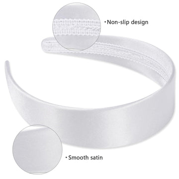 WantGor diadema seda blanca para diario, cabello recogido y ordenado.